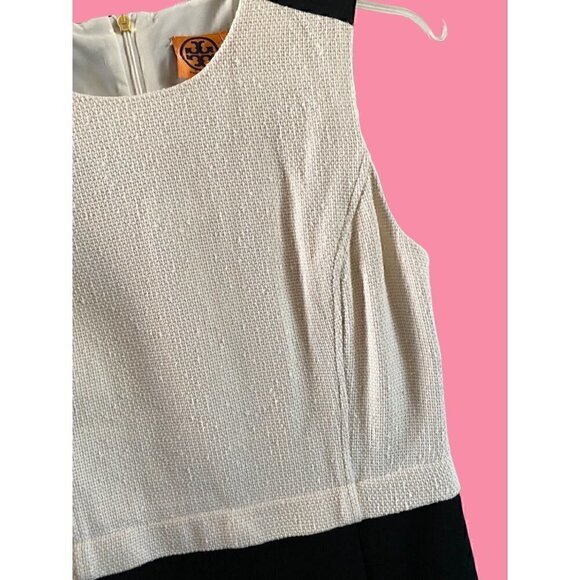 Tory Burch Tweed Wool Sheath Dress size 10 Black Off White Shift - Picture 11 of 14